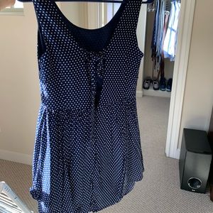 Navy blue and white polka dot mini summer dress.  Size small, in great condition
